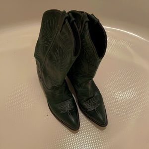 Dark Green Authentic Leather Cowboy Boots